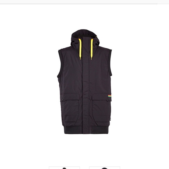 Men's Armanda M oversized long Black snowboard Vest Bob Marley vibes great cond - Picture 2 of 15